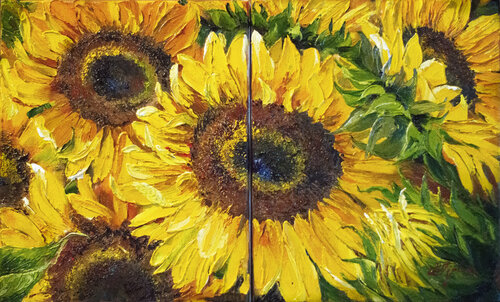 BRIGHT SUNFLOWERS by Tetiana Tiplova, Painting for Sale on Select