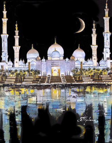 THE SHEIKH ZAYED MOSQUE by Tetiana Tiplova, Painting for Sale on Select