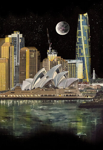SIDNEY AT NIGHT by Tetiana Tiplova, Painting for Sale on Select