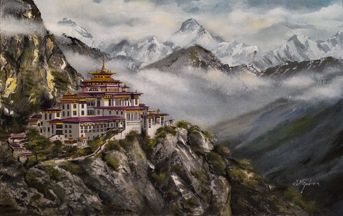 TIGER'S NEST MONASTERY by Tetiana Tiplova, Painting for Sale on Select