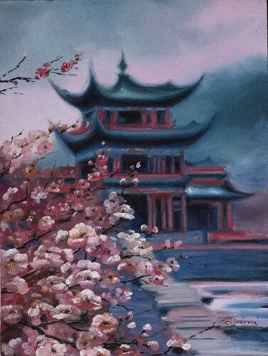 IN A JAPANESE GARDEN by Tetiana Tiplova, Painting for Sale on Select