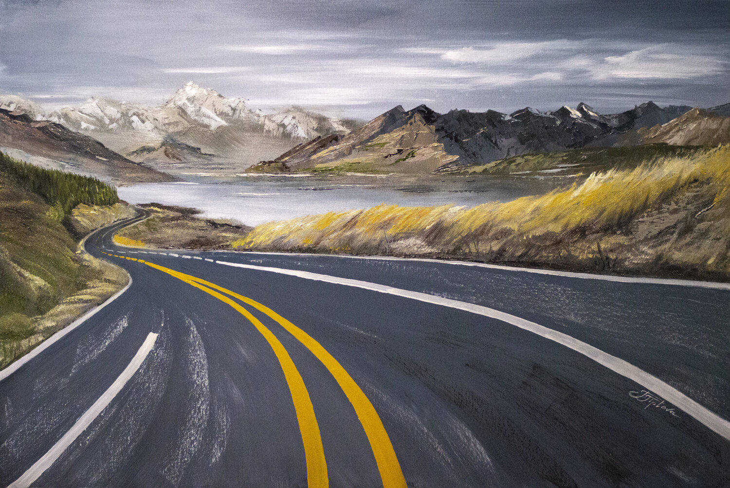 The Road. Route66 Tetiana Tiplova Original painting for sale