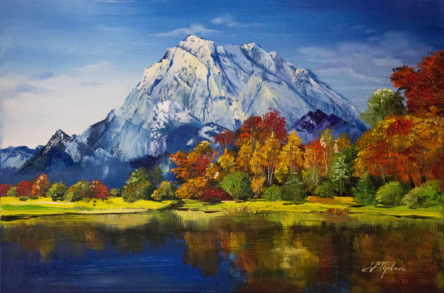 MOUNTAINS IN THE AUTUMN Tetiana Tiplova Original painting for sale