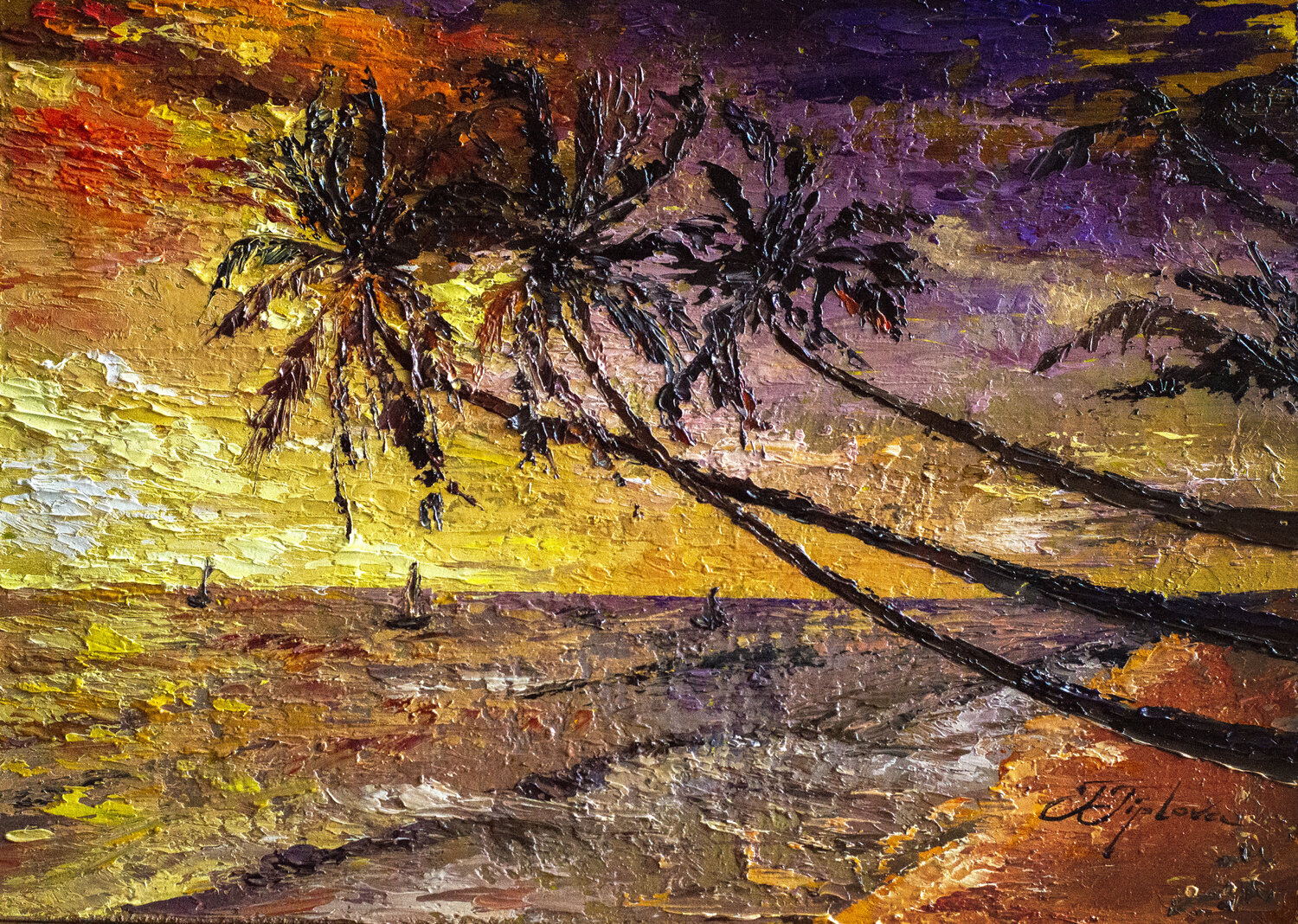 SUNSET BY ISLAND Tetiana Tiplova Original painting for sale