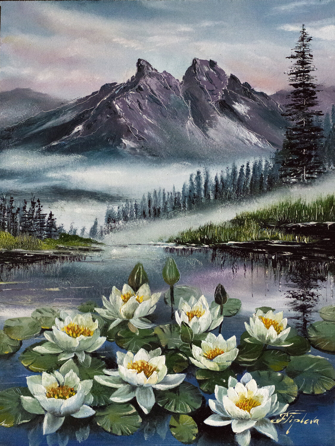 MOUNTAIN LAKE Tetiana Tiplova Original painting for sale