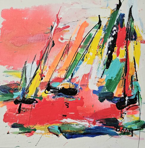 Voiliers rouges by DOAM, Painting for Sale on Select