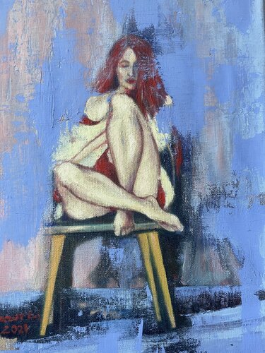 With closed eyes von Ewa Mazur-Koj, Malerei kaufen auf Select