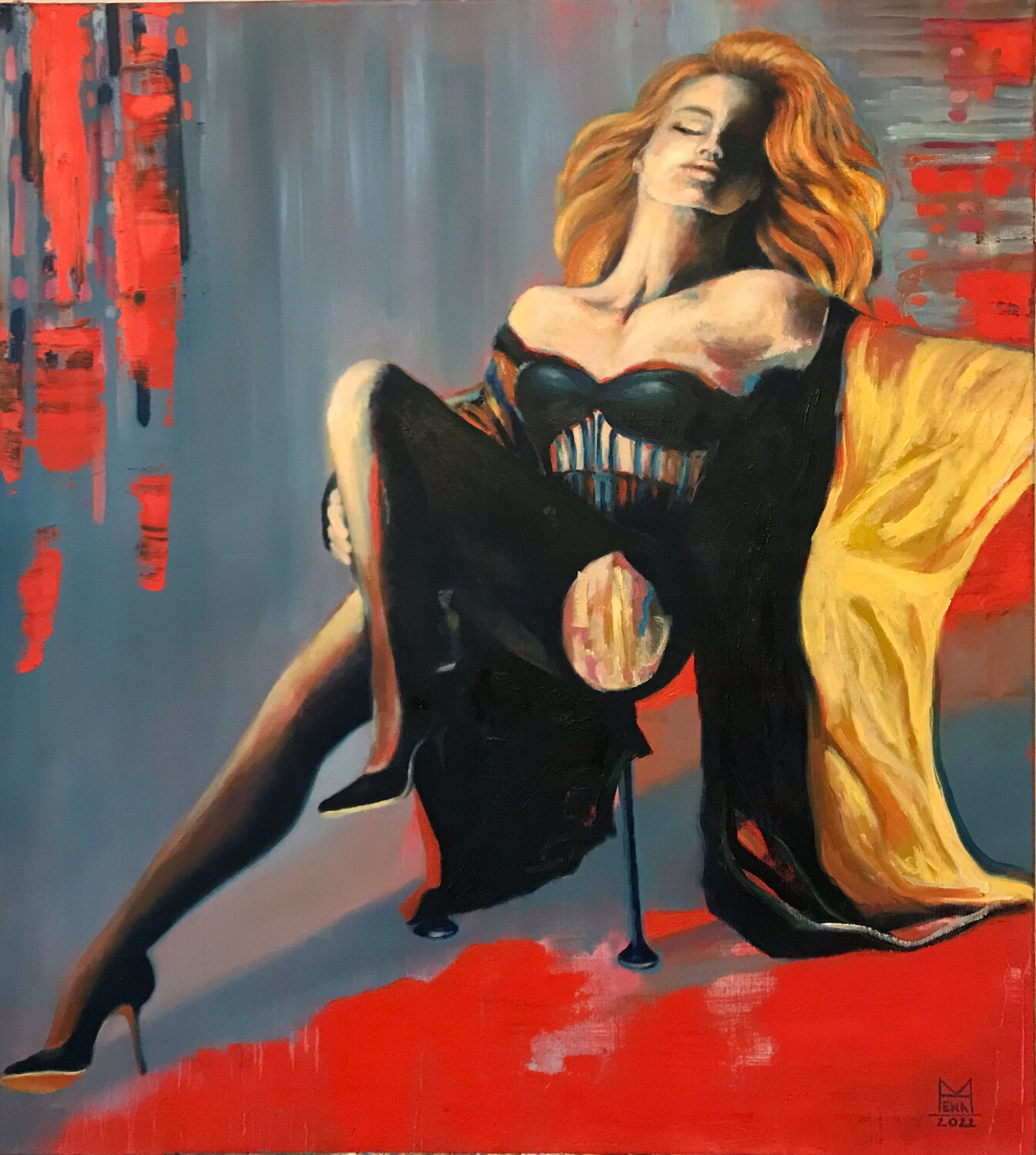 Modern Red Riding Hood Ewa Mazur-Koj Original painting for sale