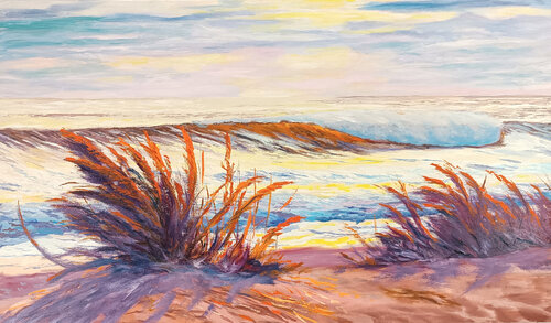 Orange shore by Mantas Naulickas, Painting for Sale on Select