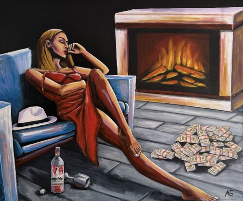 Gangster Lady. Happy End by Mariana Gumeniuc, Painting for Sale on Select