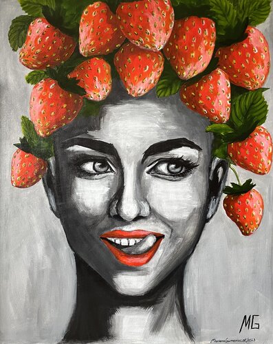 Lady Strawberry by Mariana Gumeniuc, Painting for Sale on Select