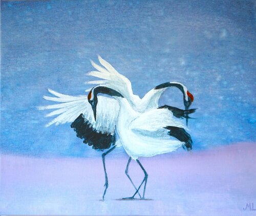 Dancing Cranes by Magnus Lindblom, Painting for Sale on Select