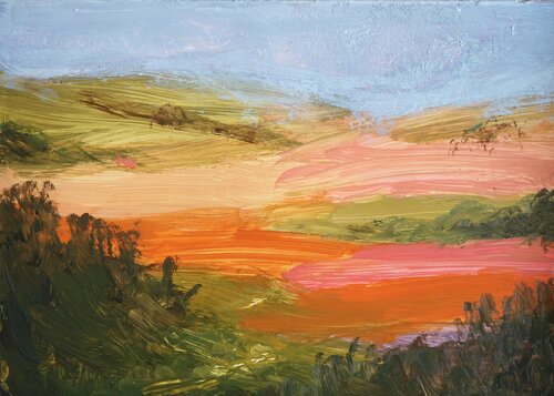 A piece of peace - landscape in vibrant colours by Magnus Lindblom, Painting for Sale on Select