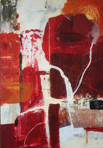 Looking in or looking out? - abstract shapes in red by Magnus Lindblom, Painting for Sale on Select