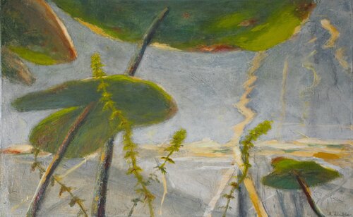 Otherworldly waterlilies - under water landscape by Magnus Lindblom, Painting for Sale on Select