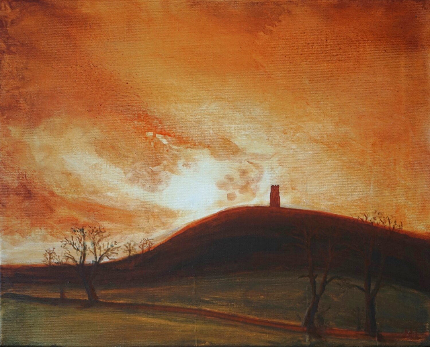 Sunset at Glastonbury Magnus Lindblom Original painting for sale
