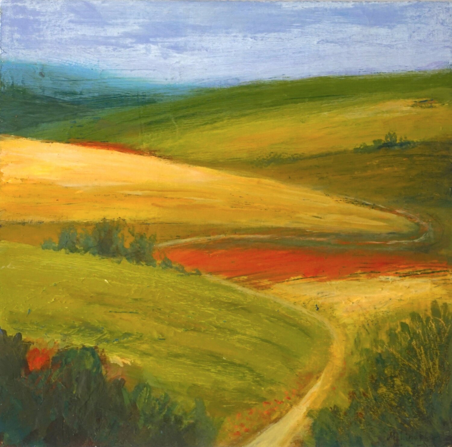 Over the hills - landscape in vibrant colours Magnus Lindblom Original painting for sale