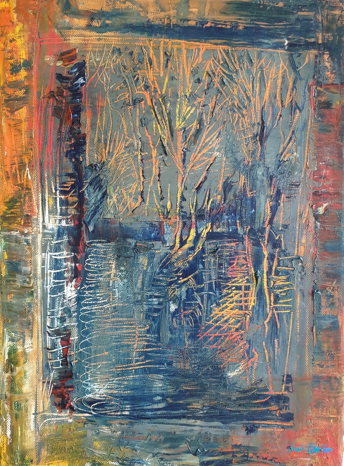 "Paisaje esgrafiado" Luis Carlón López Original painting for sale