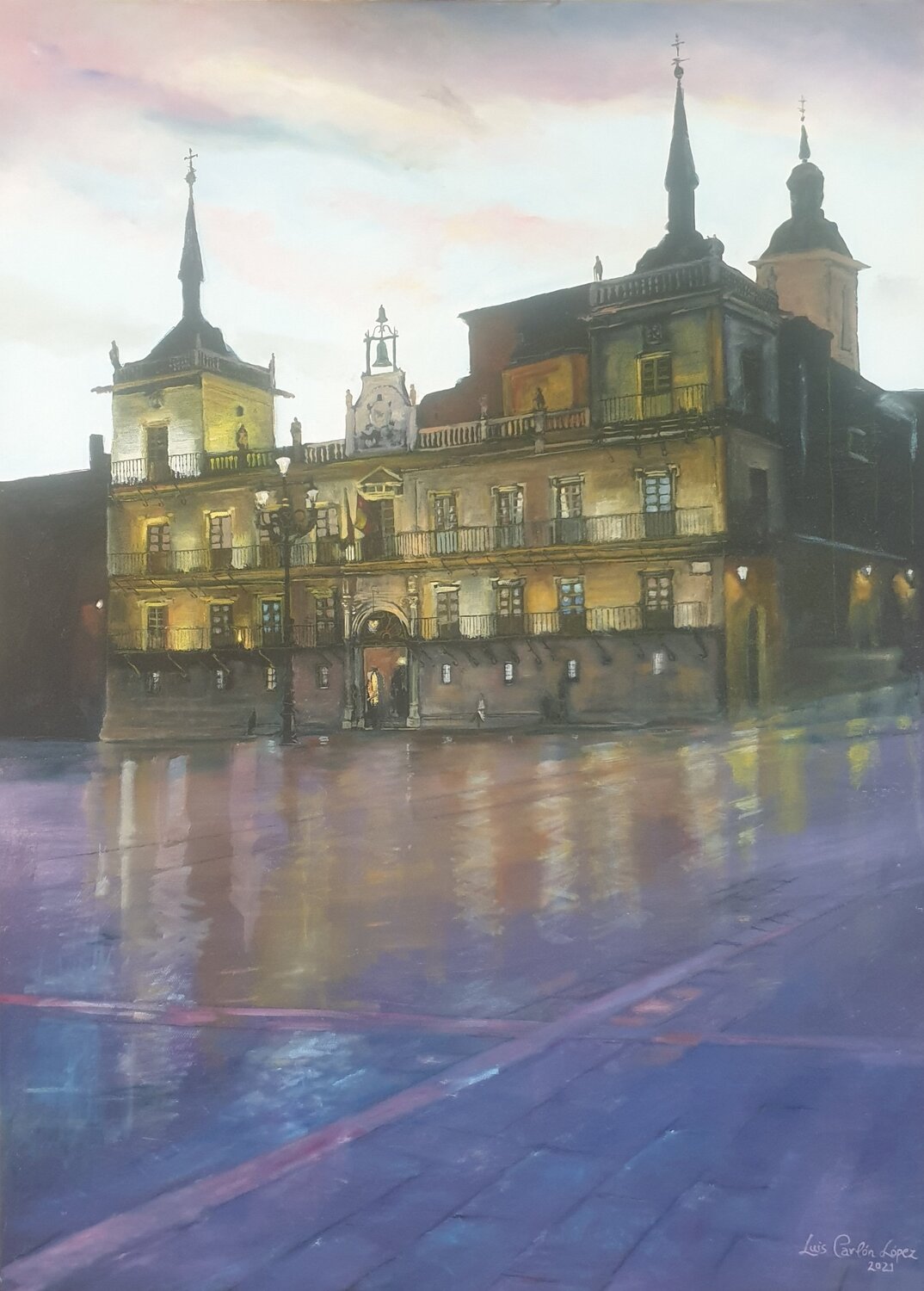 Antiguo consistorio, Plaza mayor de León. Luis Carlón López Original painting for sale