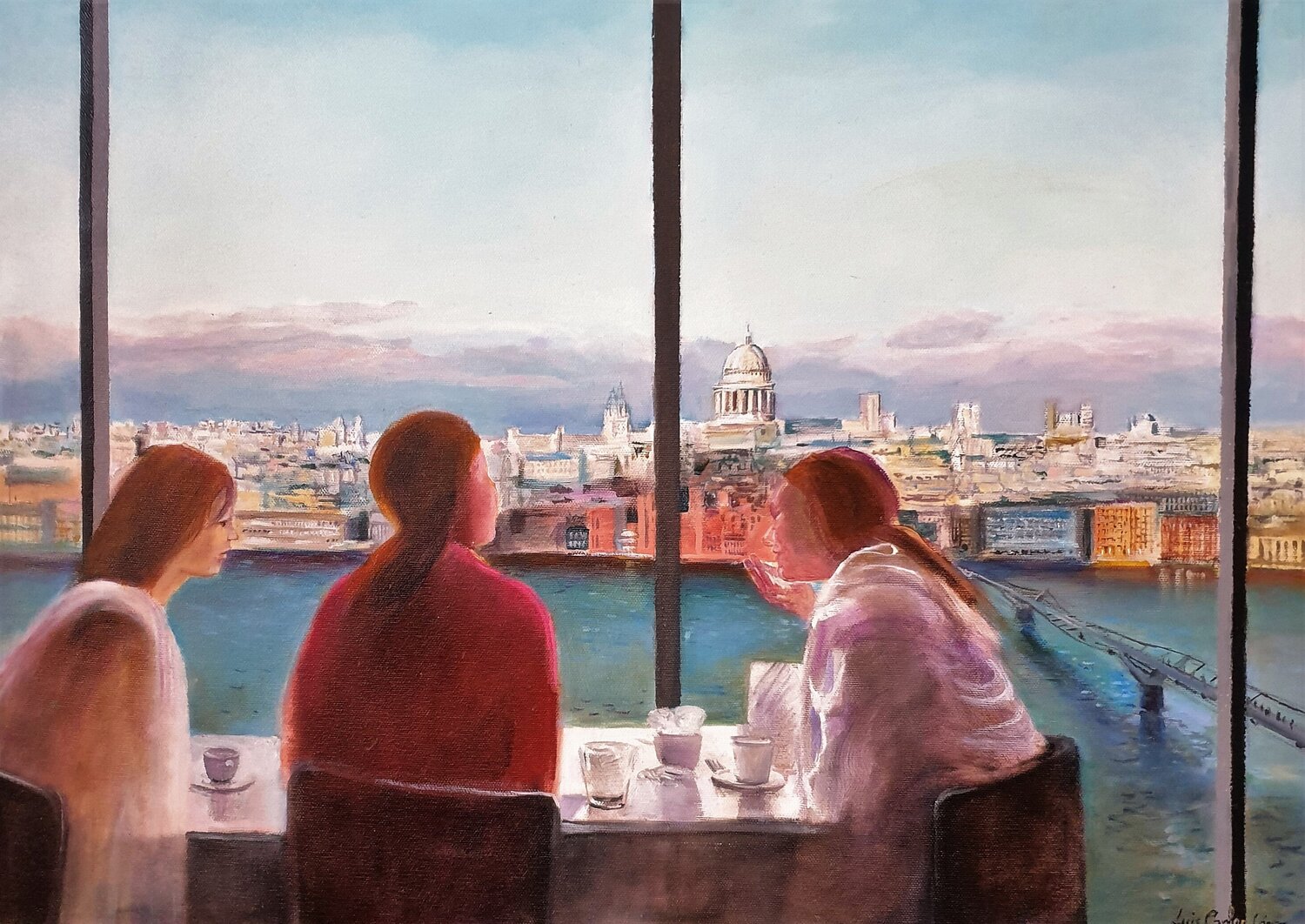 Puente del Milenio desde la Tate Gallery de Londres Luis Carlón López Original painting for sale