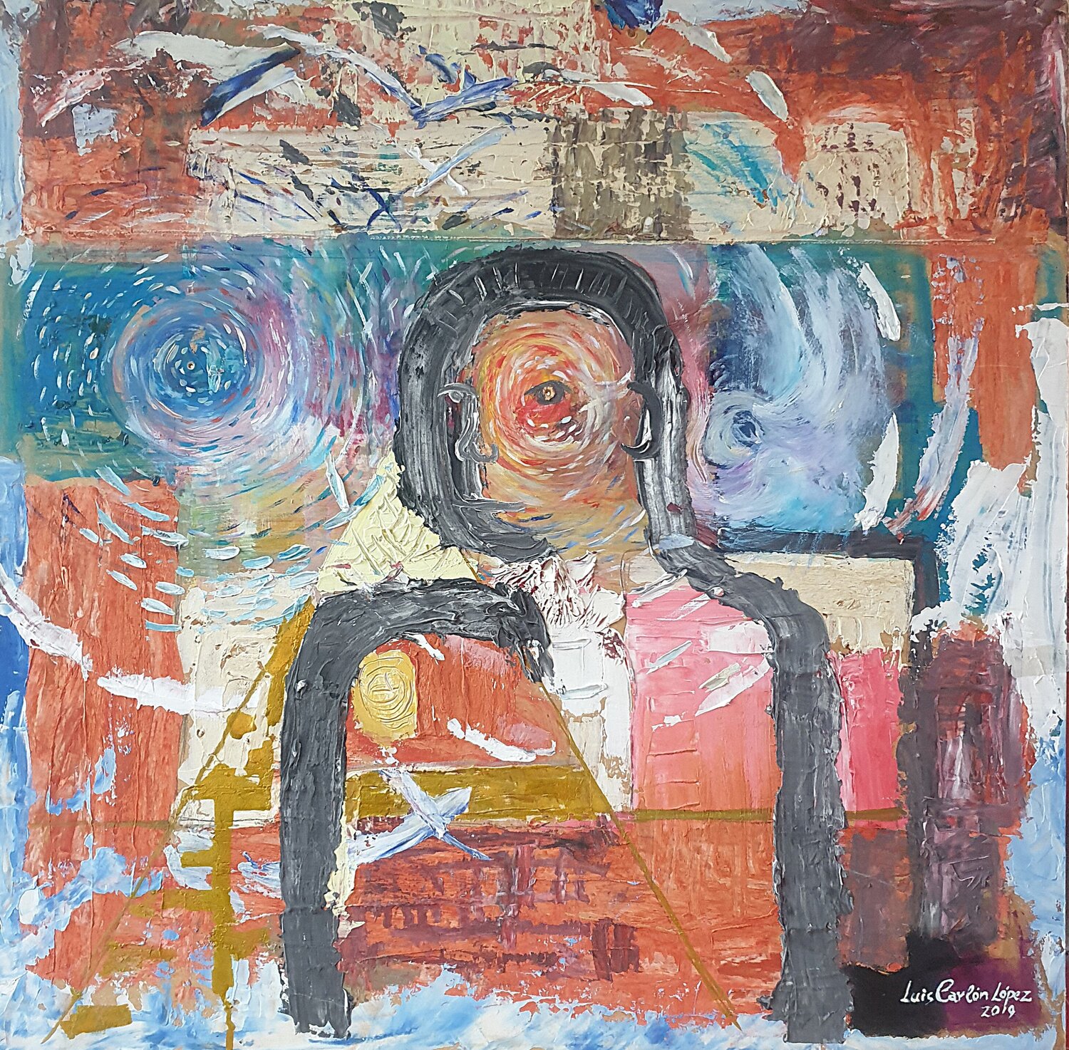 Textured Man Luis Carlón López Original painting for sale