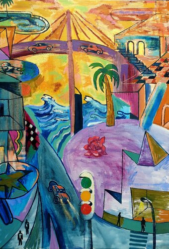 El puente by Victor Collcardenas, Painting for Sale on Select