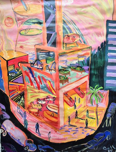 The Mall by Victor Collcardenas, Painting for Sale on Select
