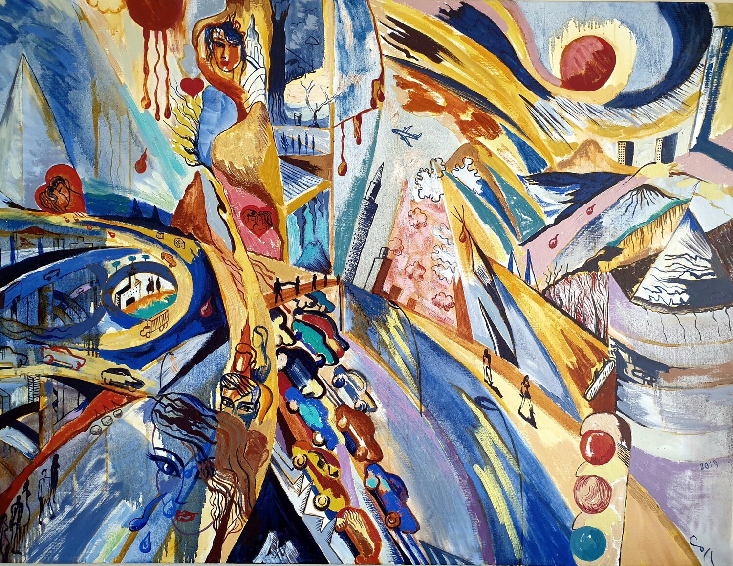 The red rain Victor Collcardenas Original painting for sale