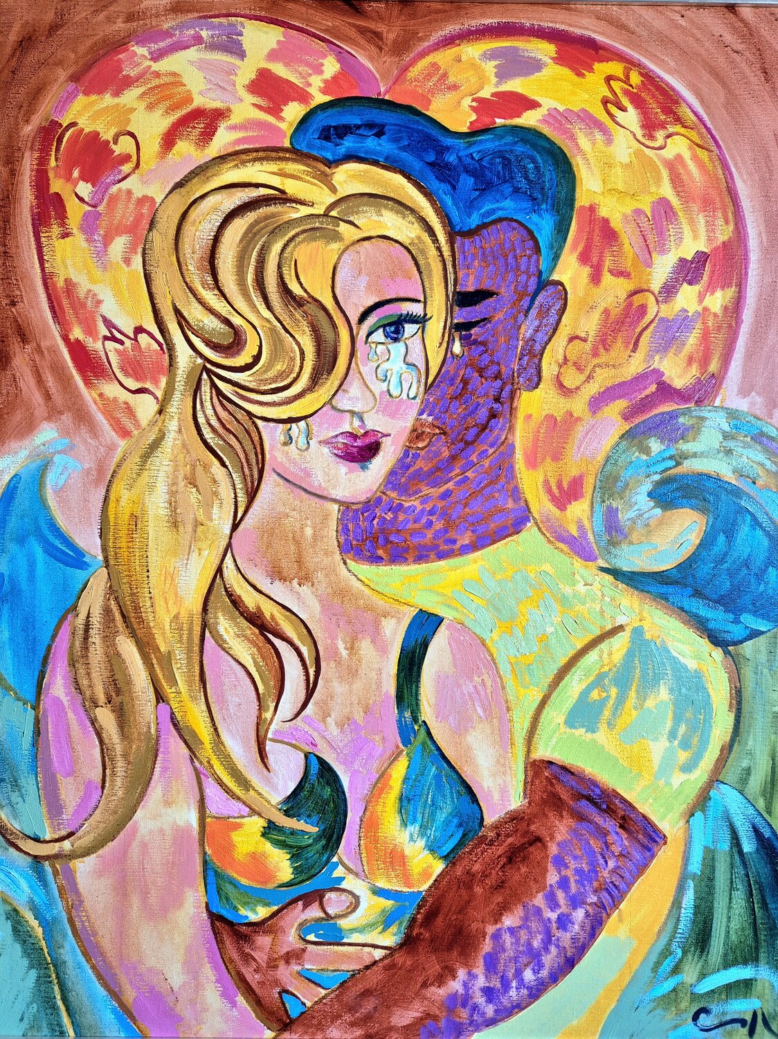 La reconciliación Victor Collcardenas Original painting for sale