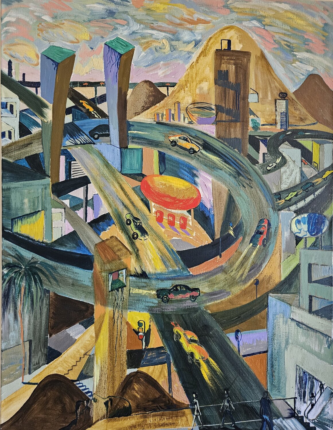 Gasolinera abandonada Victor Collcardenas Original painting for sale