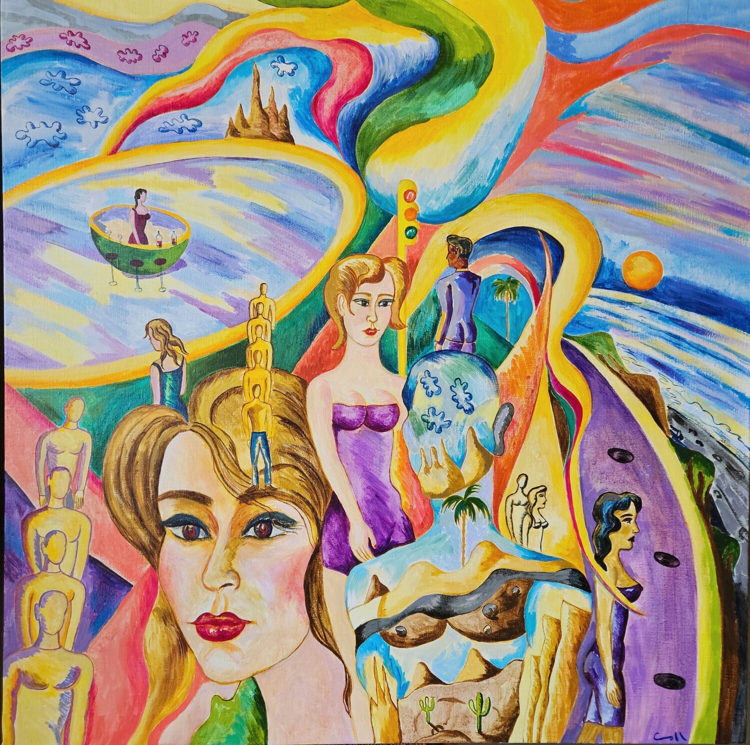 Los espíritus solitarios Victor Collcardenas Original painting for sale