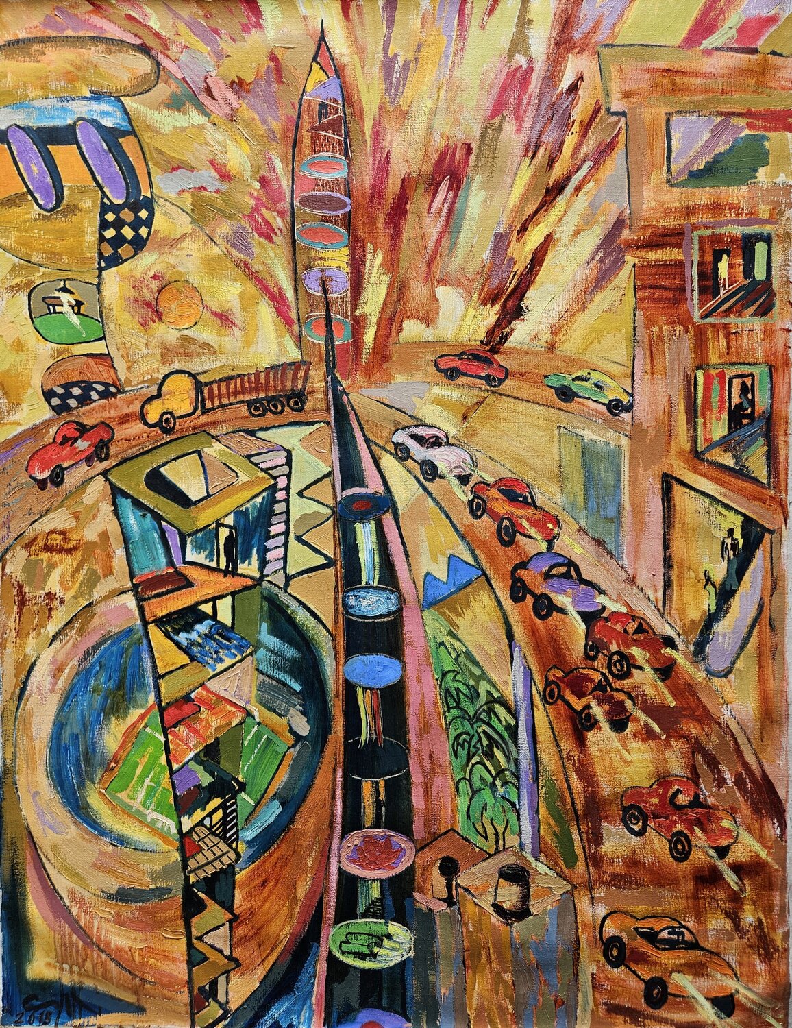 Ciudad crepuscular Victor Collcardenas Originalgemälde zu verkaufen