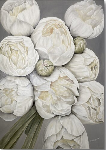 White Peony by Olga Valenzuela, Painting for Sale on Select