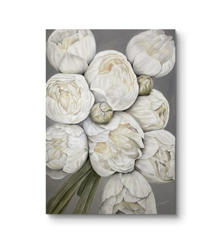 White Peony by Olga Valenzuela, Painting for Sale on Select