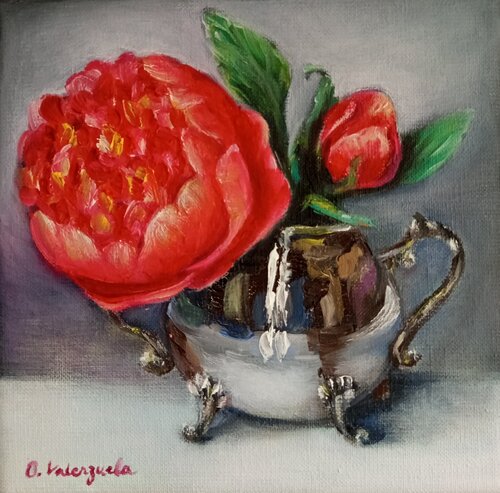Rot und Silber by Olga Valenzuela, Painting for Sale on Select