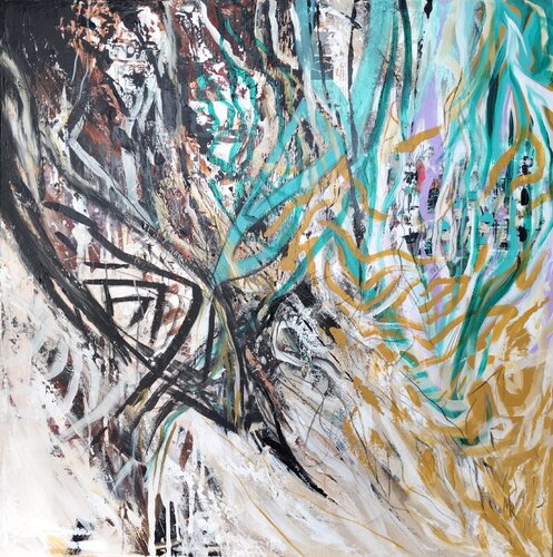 Auftakt im Resonanzfeld by Manuela Riedmann, Painting for Sale on Select