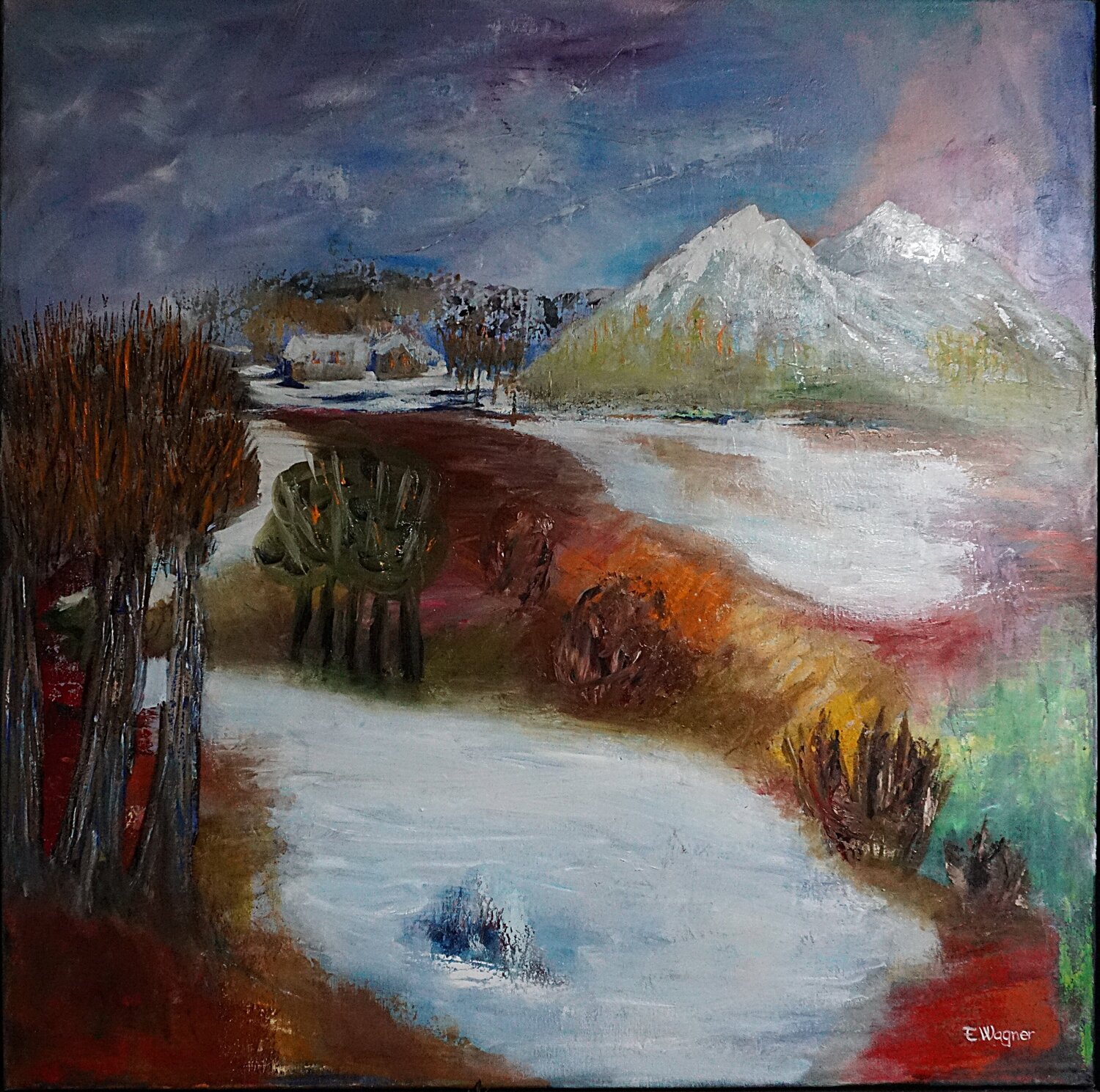 Silent snowfields Eva Lászlóné Wágner Original painting for sale