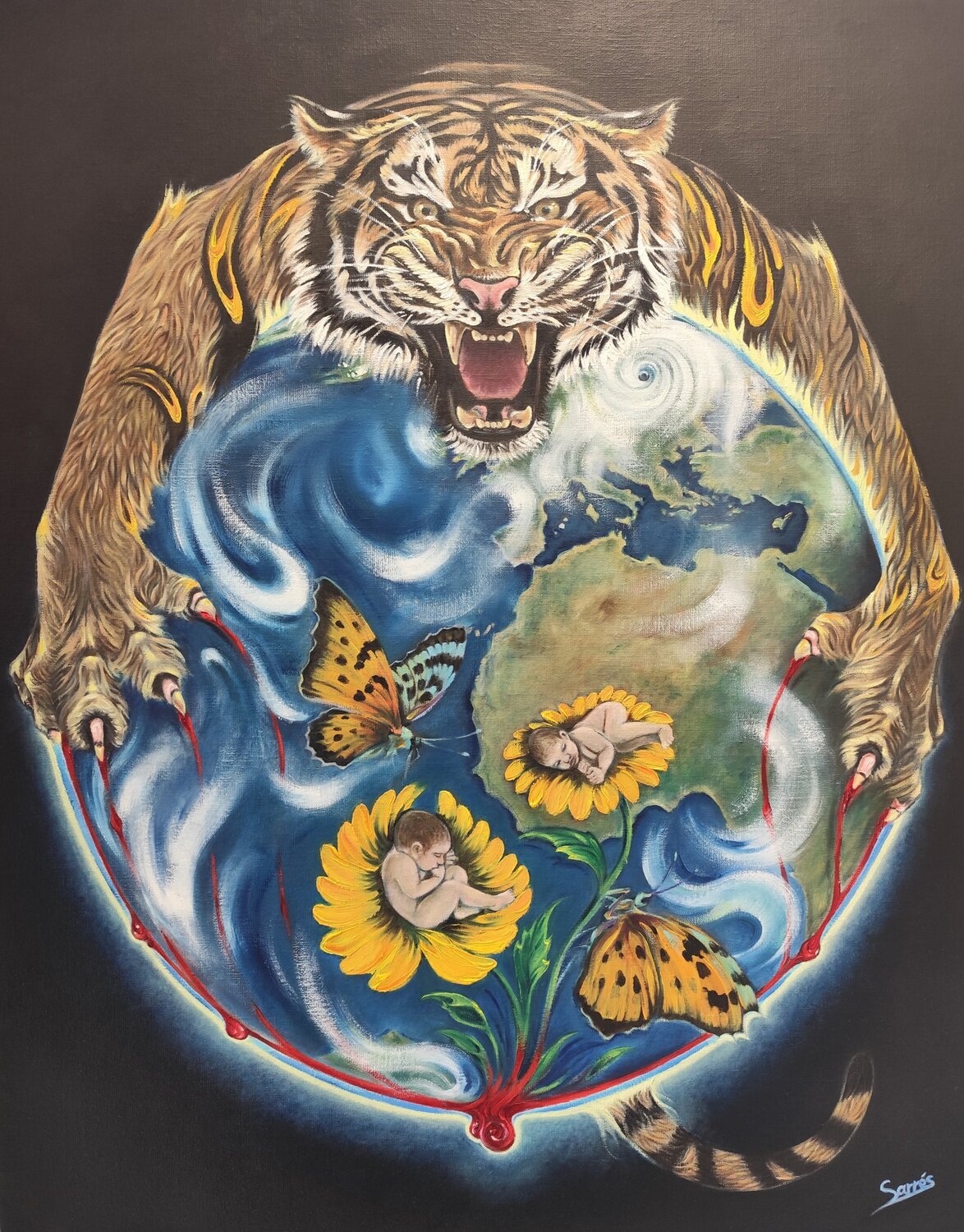 OPPOSITE POLES Sarrés Original painting for sale
