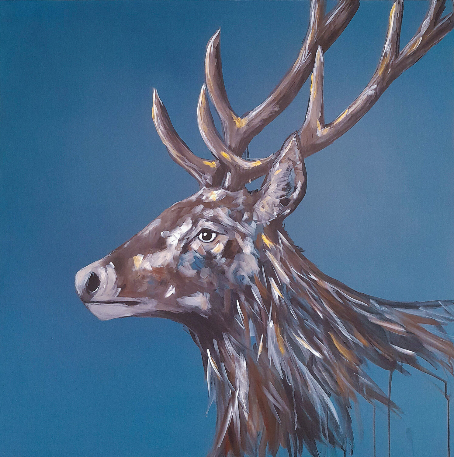Blauer Hirsch Barbara Dräger Original painting for sale