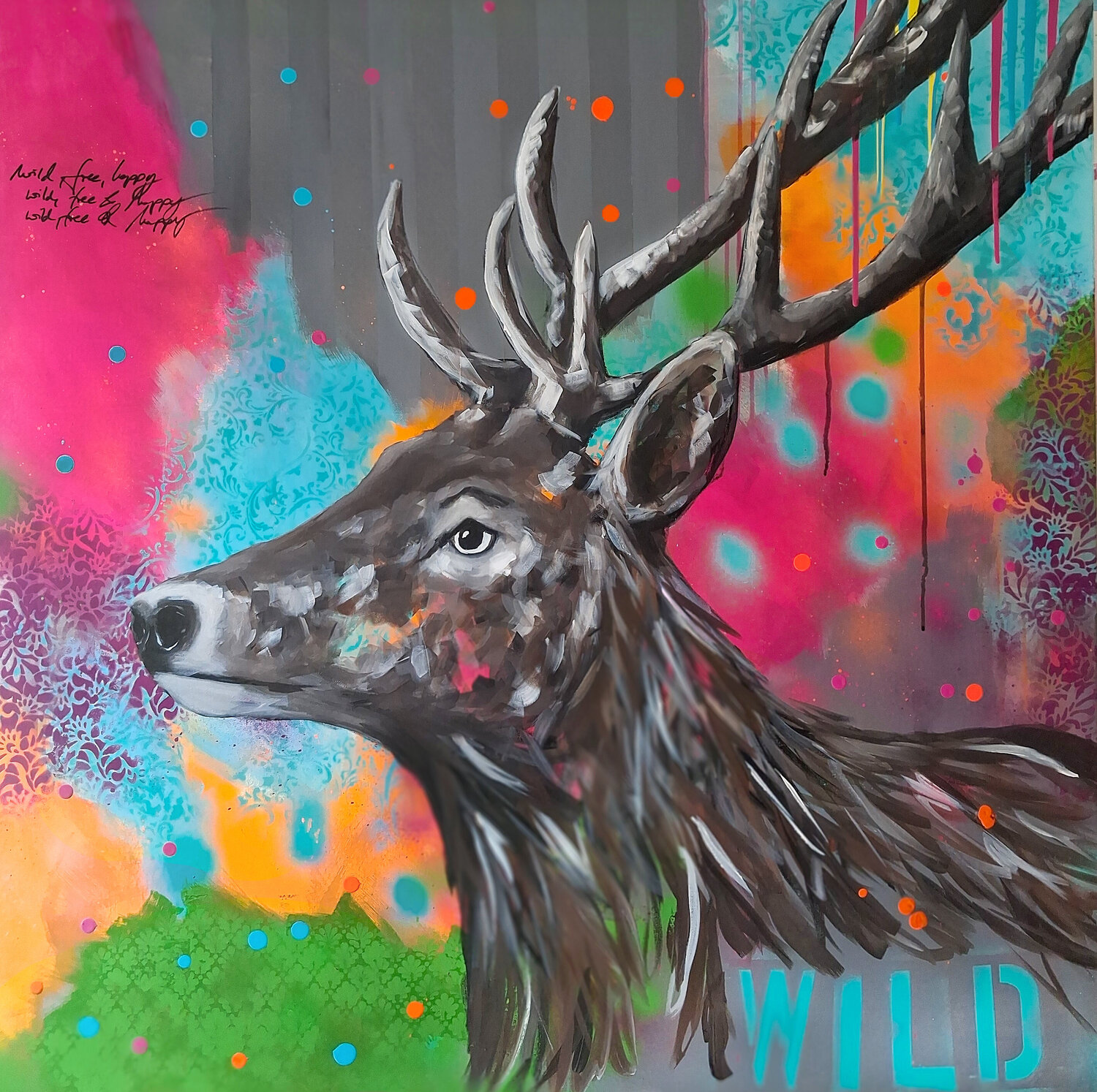 Wild Deer 2 Barbara Dräger Original painting for sale