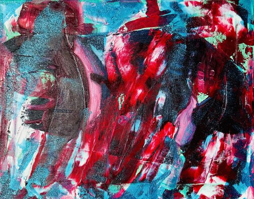 601. Vanilla ice-cream with cherry jam deep sparkling abstract composition von Veera Zukova, Malerei kaufen auf Select