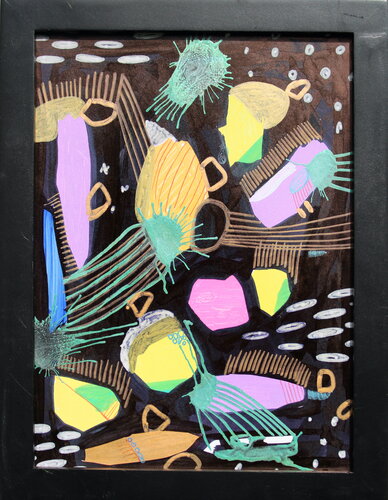 314. Night Sky: Abstract Cosmic Exploration in Vibrant Hues by Veera Zukova, Painting for Sale on Select