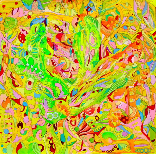 672. Tropical Whirlwind. Multicolor Vivid Abstract. by Veera Zukova, Painting for Sale on Select