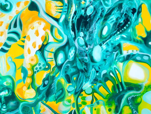 676. Organic Abstract Art. Flowing Forms and Vibrant Colors by Veera Zukova, Painting for Sale on Select