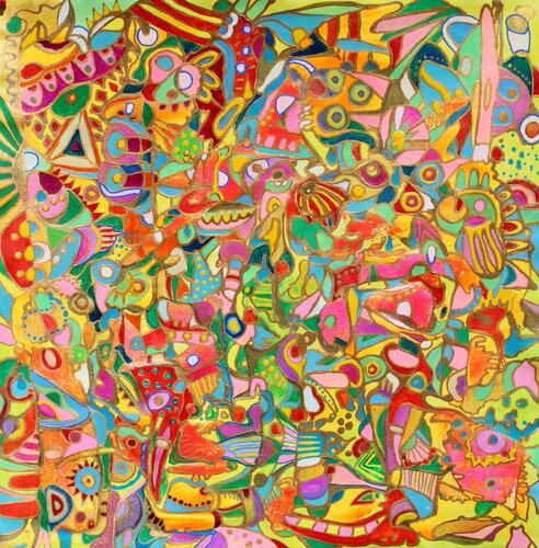731. Colorful Golden Fantasy by Veera Zukova, Painting for Sale on Select