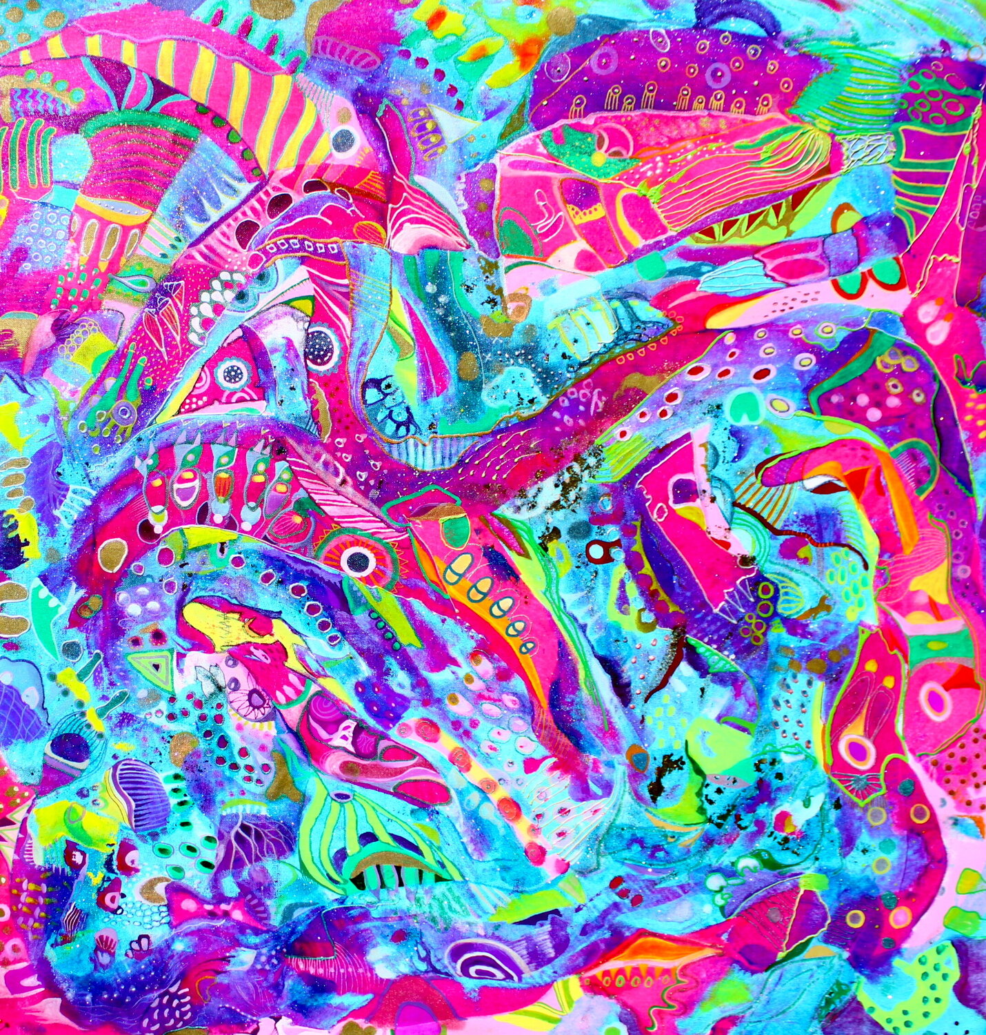 662. Vibrant Whimsy A Kaleidoscope of Abstract Delight Veera Zukova Original painting for sale