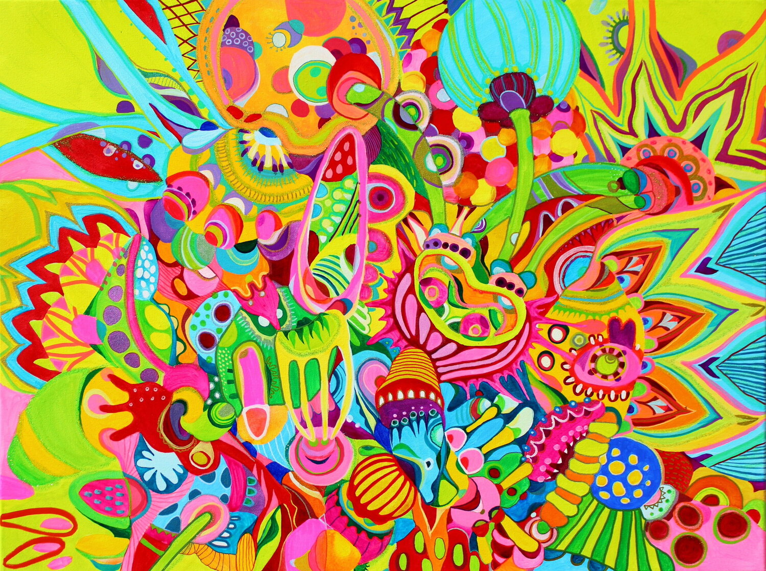 675. Vibrant Abstract Floral Explosion Veera Zukova Original painting for sale