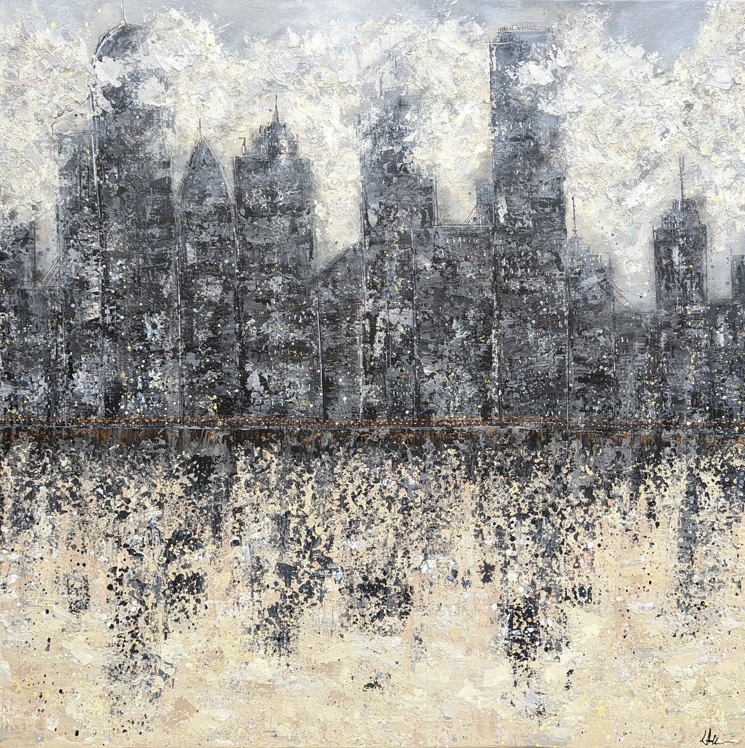 Midnight Metropolis - Head In The Clouds Lucy Moore Original painting for sale