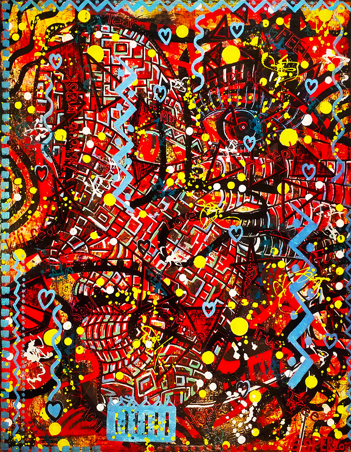 Hiding Behind a Living Mask. Jasper Borup Original painting for sale