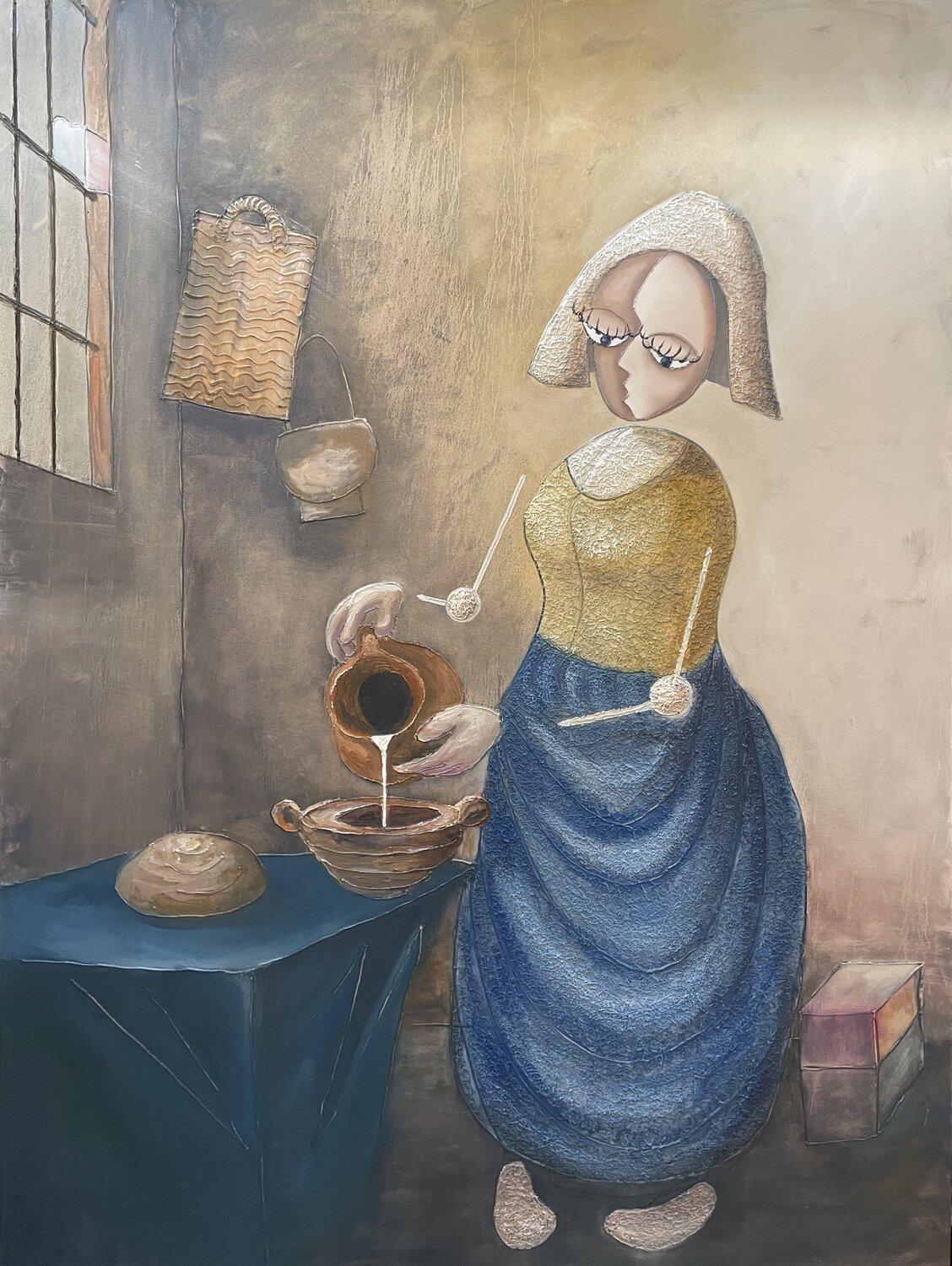 Milkmaid in modern light Mykola Babiy Original painting for sale